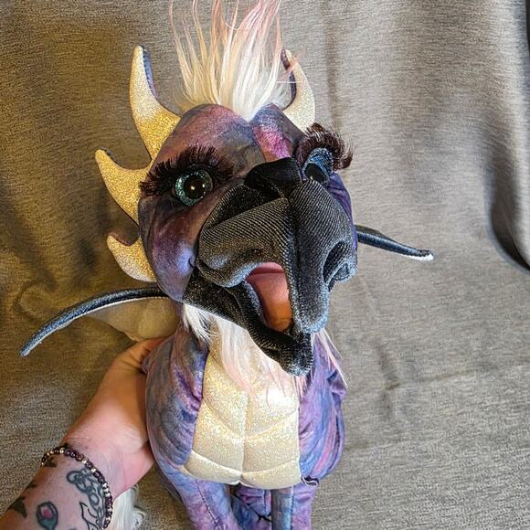 Folkmanis Large Purple Beaked Dragon Hand Puppet Plush Toy EUC - Picture 5 of 9